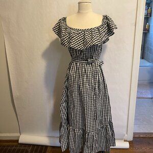 Black & White Gingham Vintage Style Maxi Dress Women's Size XL